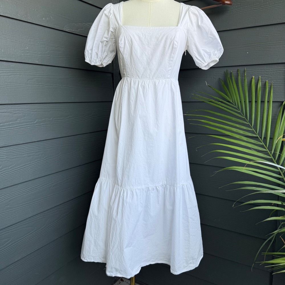 ASTR The Label Cotton White Puff Sleeve Maxi Dress Small Cottagecore Bridal‎